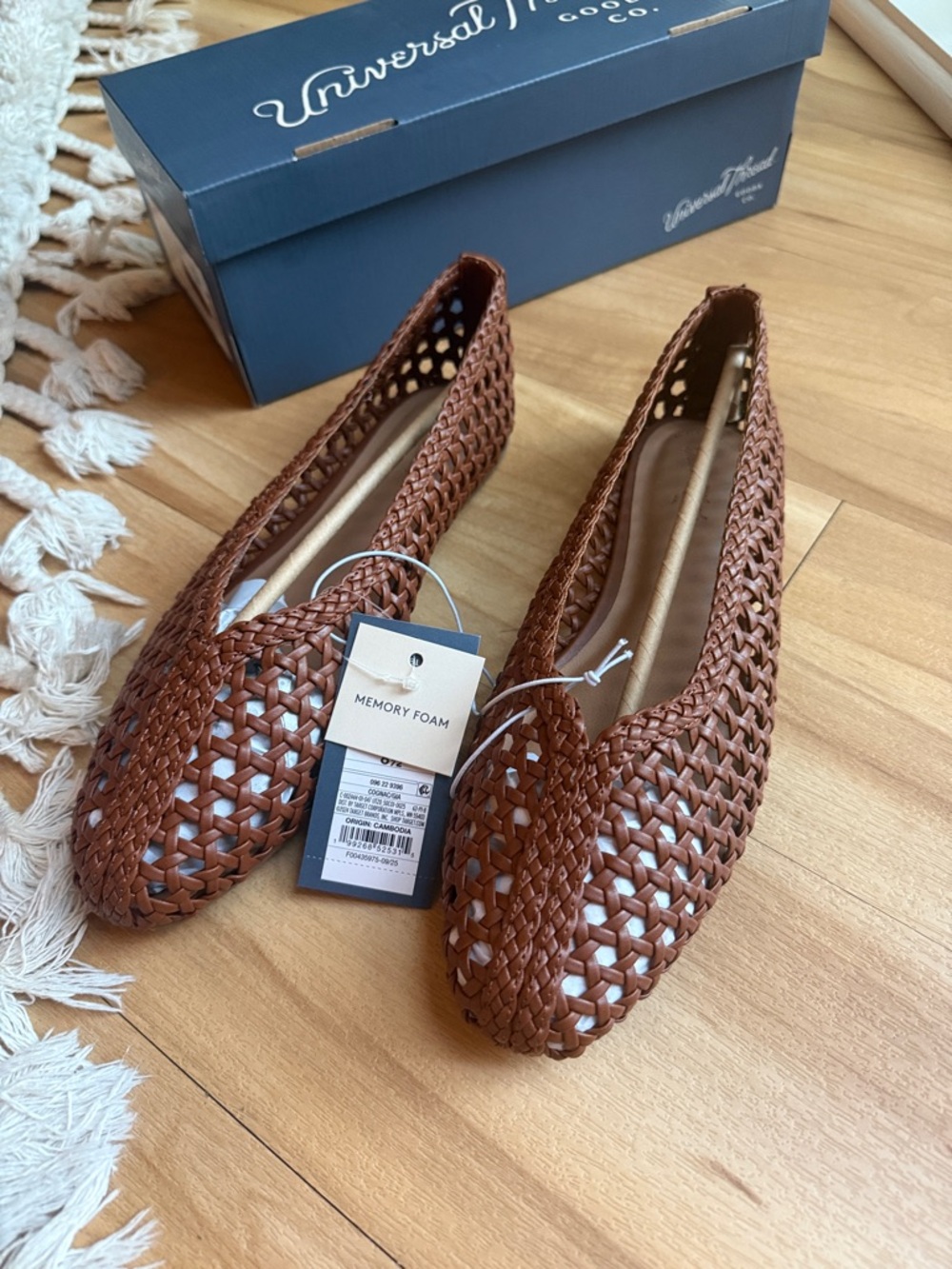Universal Thread Woven Slip-On Flats in Brown
